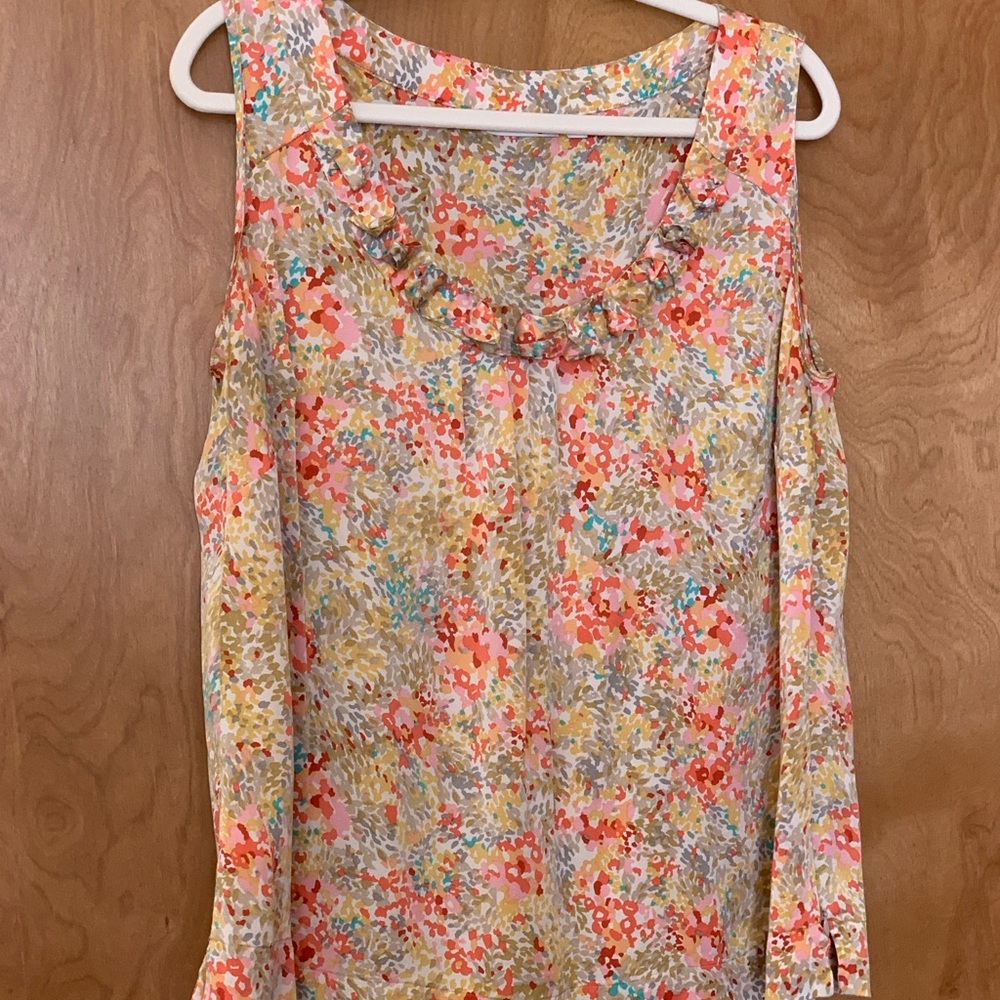 Nordstrom Silk Floral Embellished Sleeveless Top